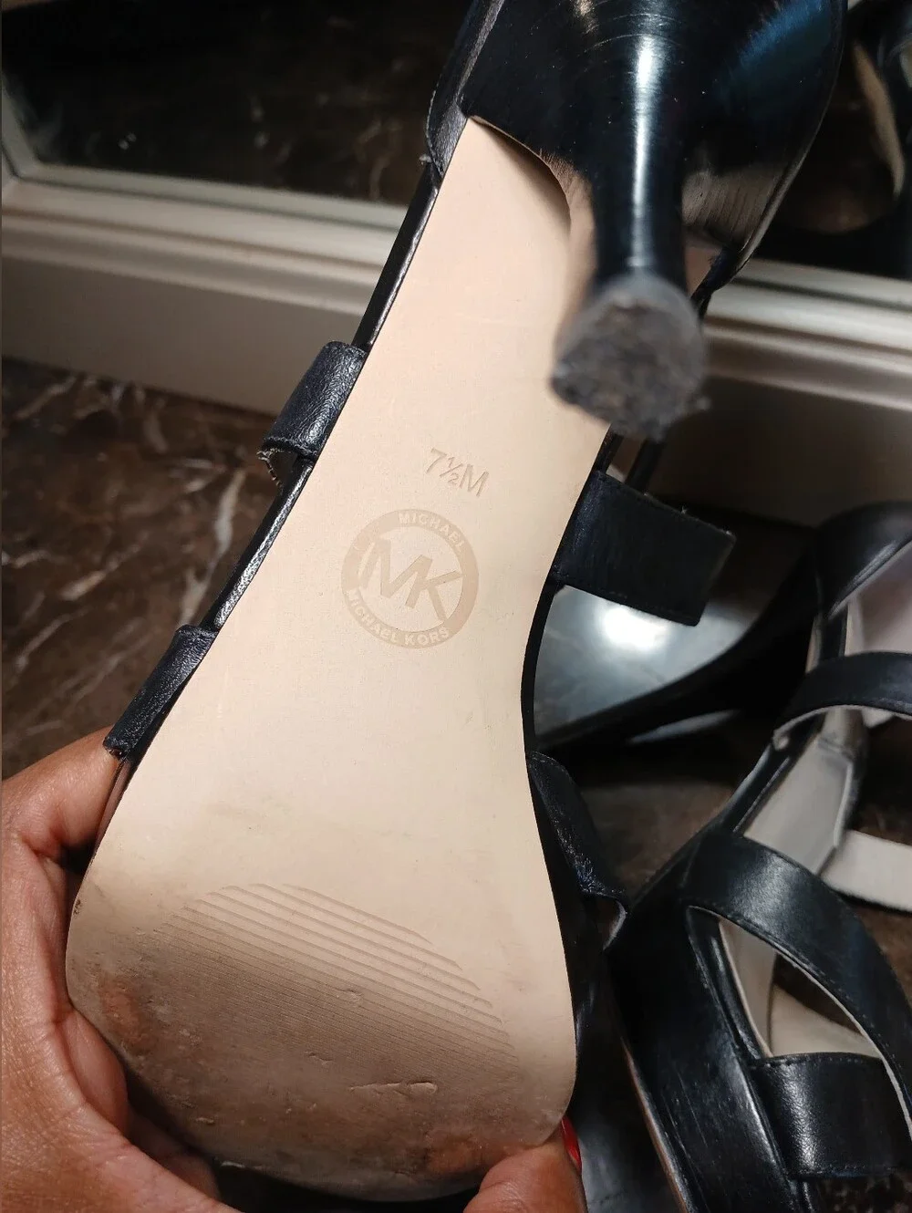 MICHAEL Michael Kors Black Strappy Leather Heeled Sandals